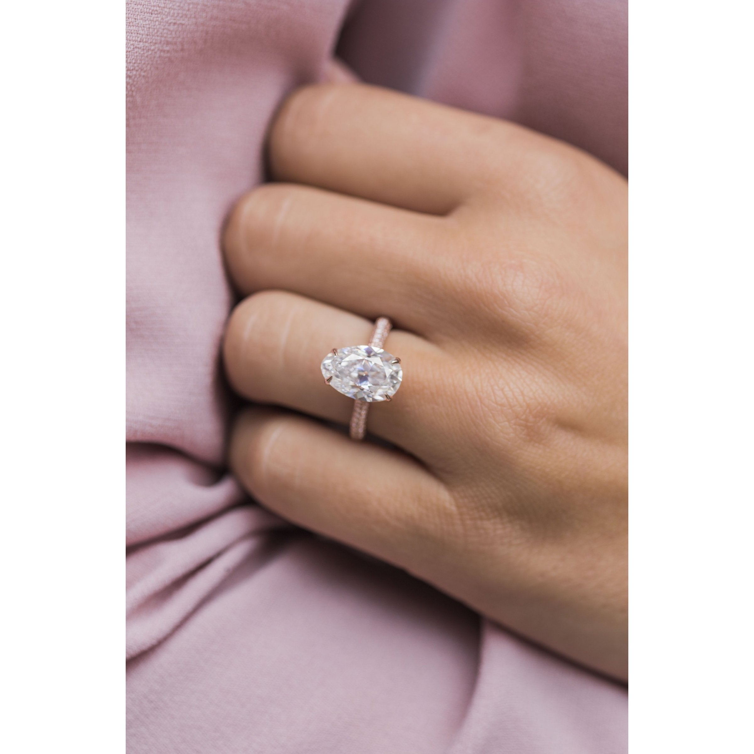 3.2 CT Pear Moissanite Ring Featuring Hidden Halo Pave Style 1